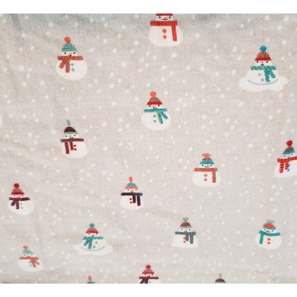 Cuddl Duds Heavy Weight 100% Cotton FLANNEL Flat Sheet - GRAY SNOWMAN - TWIN - Picture 1 of 4